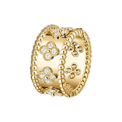Van Cleef & Arpels Perlee clovers ring small model "18K Yellow gold/Diamond"