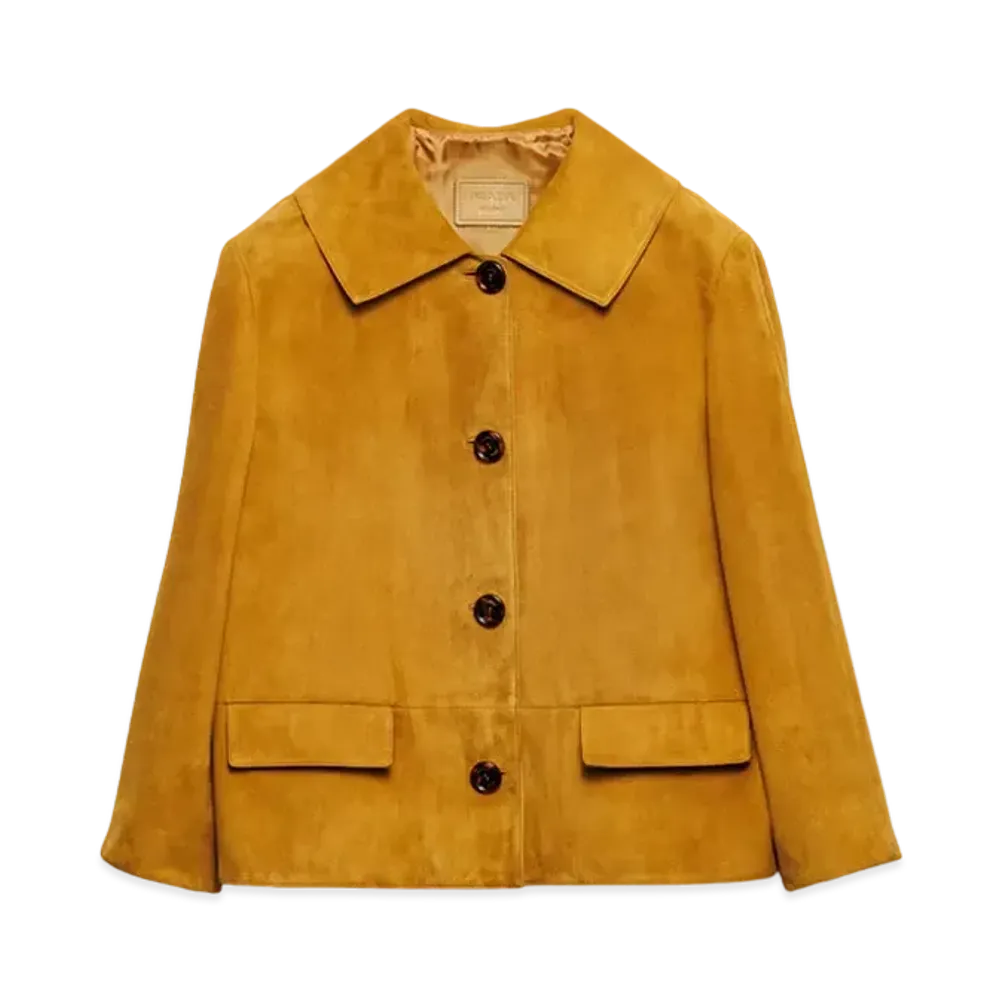 PRADA Women's Suede Jacket "Mustard Yellow"