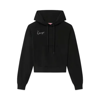 KENZO 'Star Tiger' Embroidery Cropped Hoodie "Black"