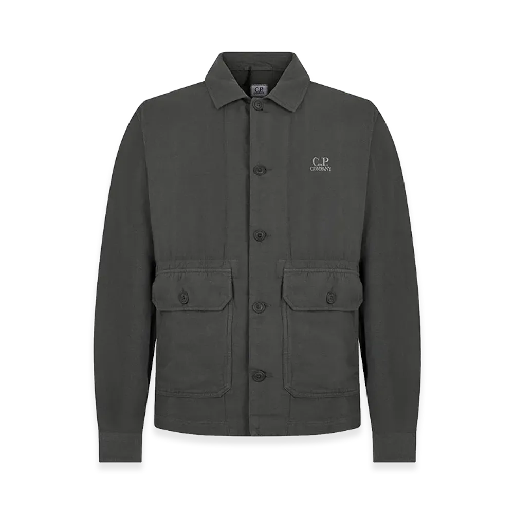 C.P. Company Linen And Cotton Broken Twill Overshirt "Gray"