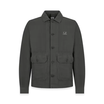 C.P. Company Linen And Cotton Broken Twill Overshirt "Gray"