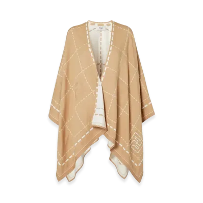 FENDI Women'sEmbroidered Wool Cape "Beige"