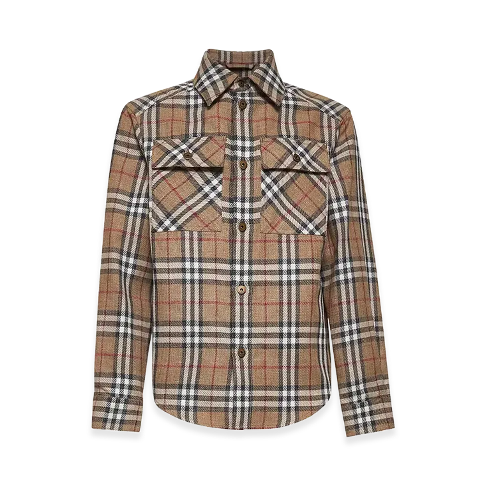 Burberry Check Cotton And Linen Shirt "Beige"