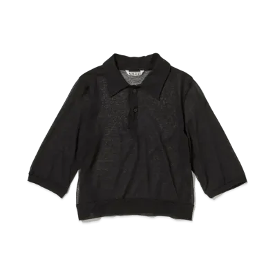 AURALEE Hard Twist Cotton Gauze Short Polo "Black"