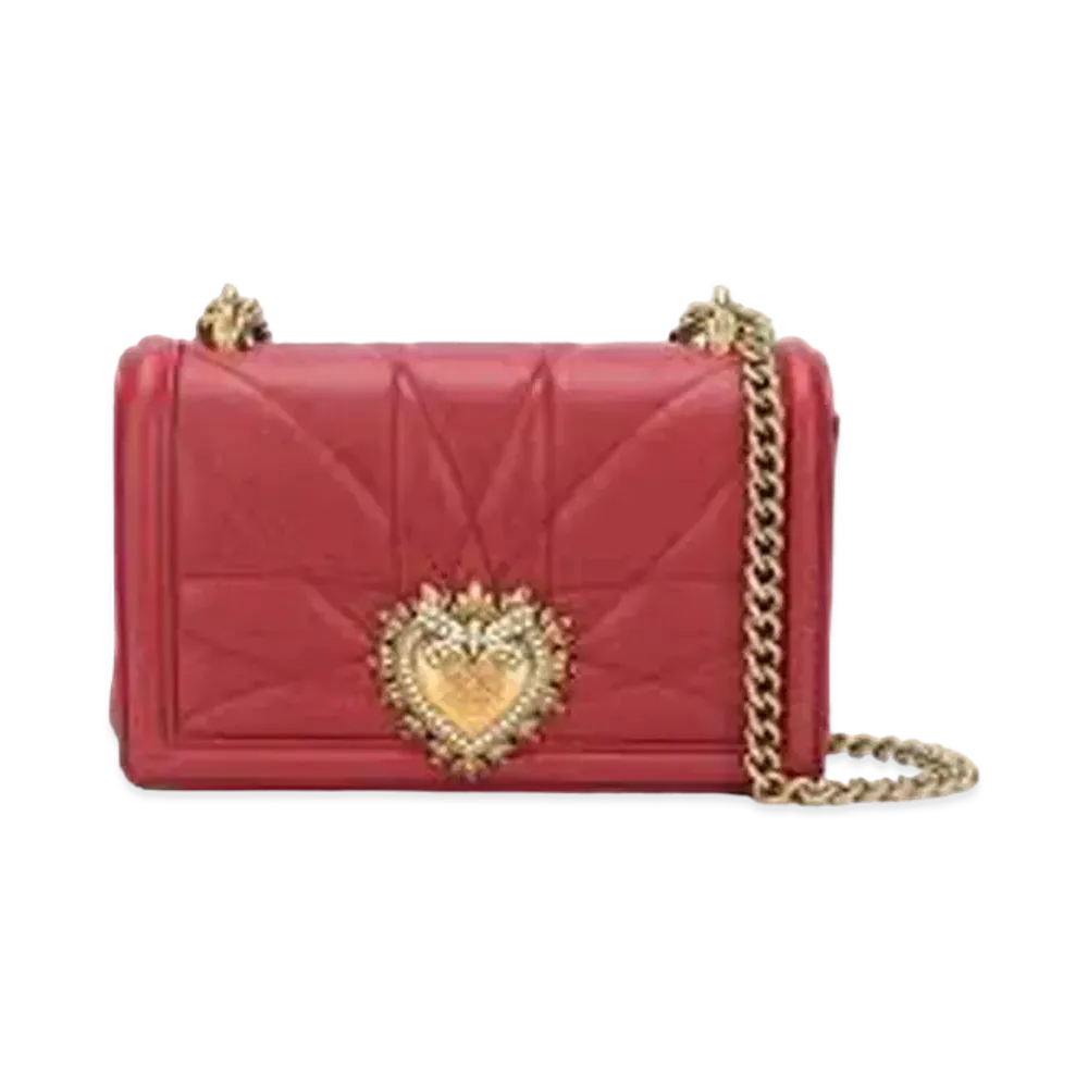 Dolce&Gabbana Devotion Crossbody Bag Small Matrasse Nappa Leather "Red"