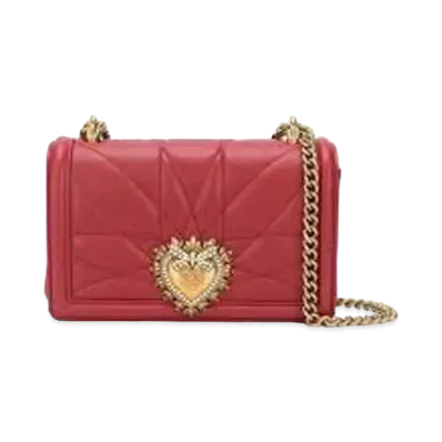 Dolce&Gabbana Devotion Crossbody Bag Small Matrasse Nappa Leather "Red"