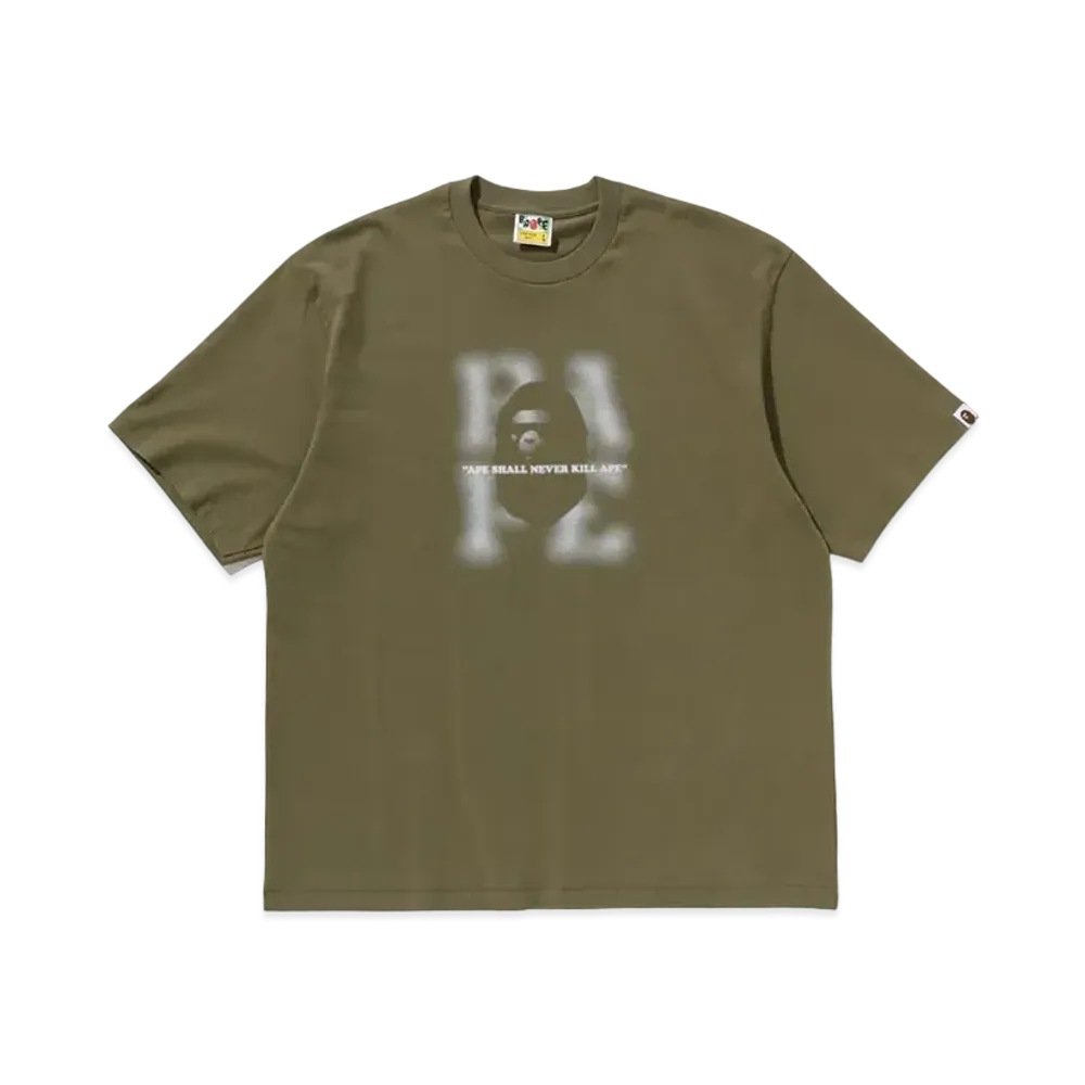 A BATHING APE Blur Logo Relaxed Fit Tee "Olivedrab"