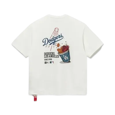 NEW ERA Short Sleeve T-shirt MLB Apparel Los Angeles Dodgers Food Logo "Off White"