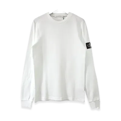 Calvin Klein Jeans Monologo Badge Waffle LS Tee "Bright White"