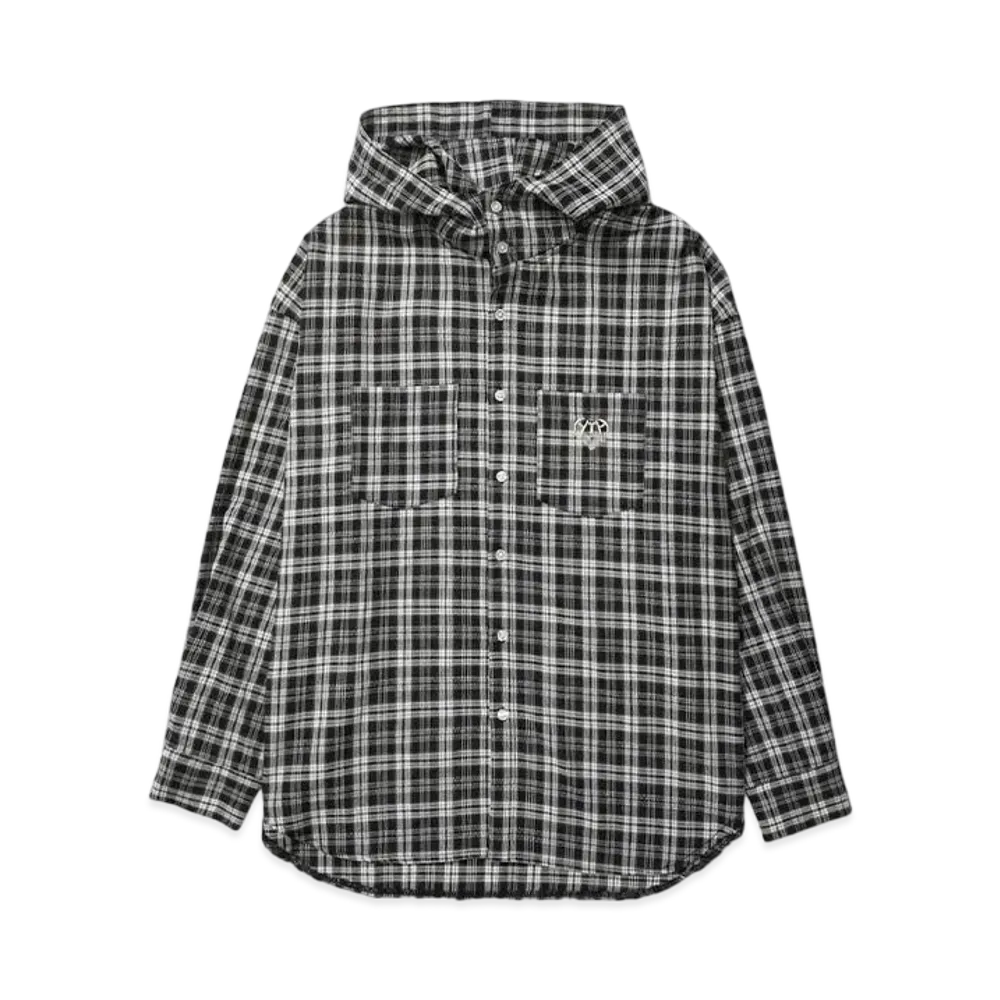 HTH check hood shirt "BLACK"