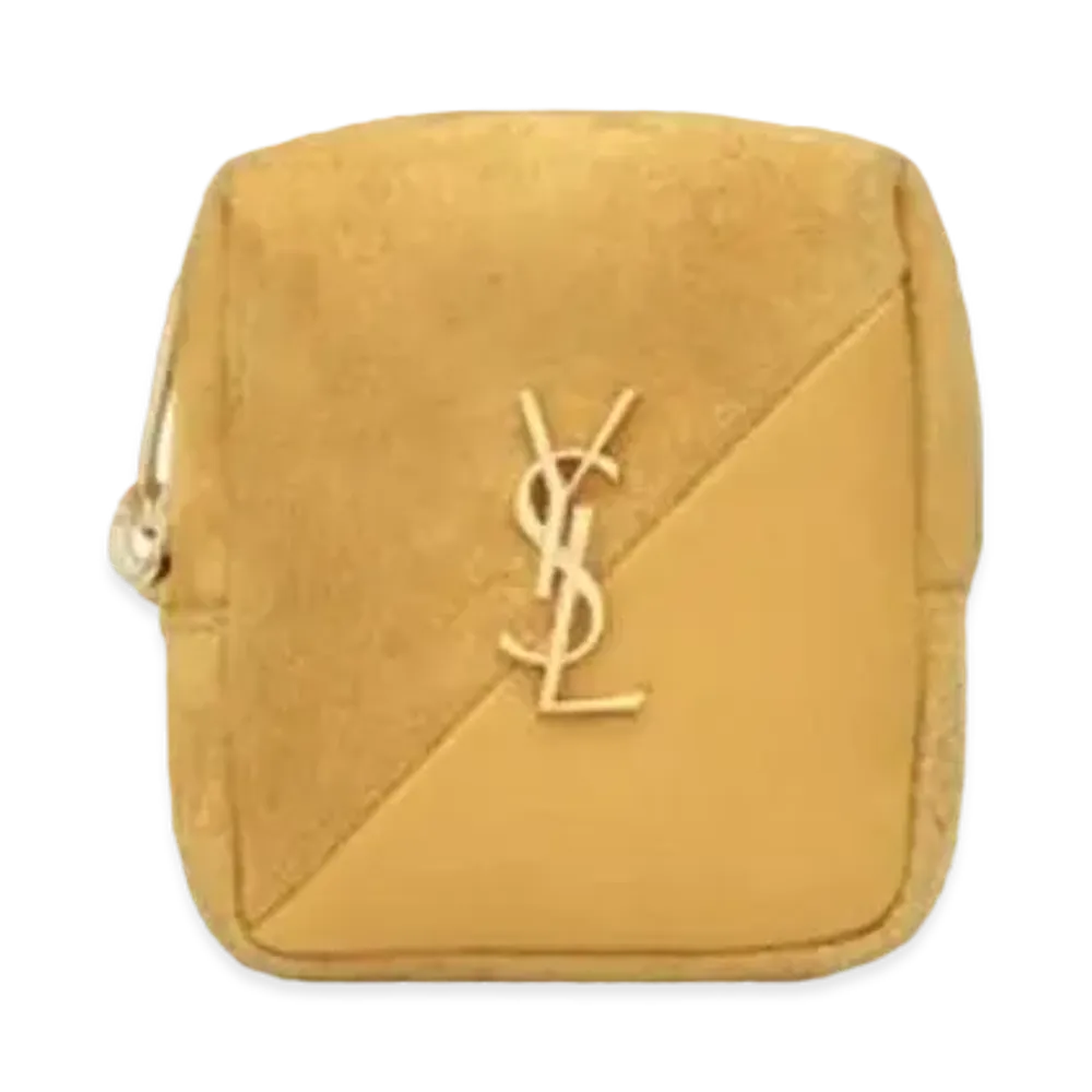 SAINT LAURENT Jamie Cube Charm In Suede And Lambskin "Sunflower"