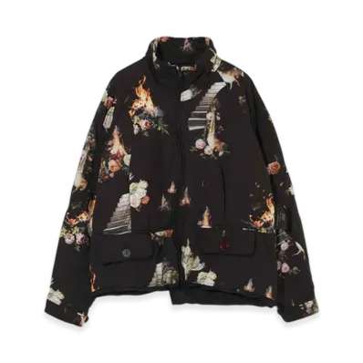 UNDERCOVER Patterned Cotton Padded Blouson "Black Base"