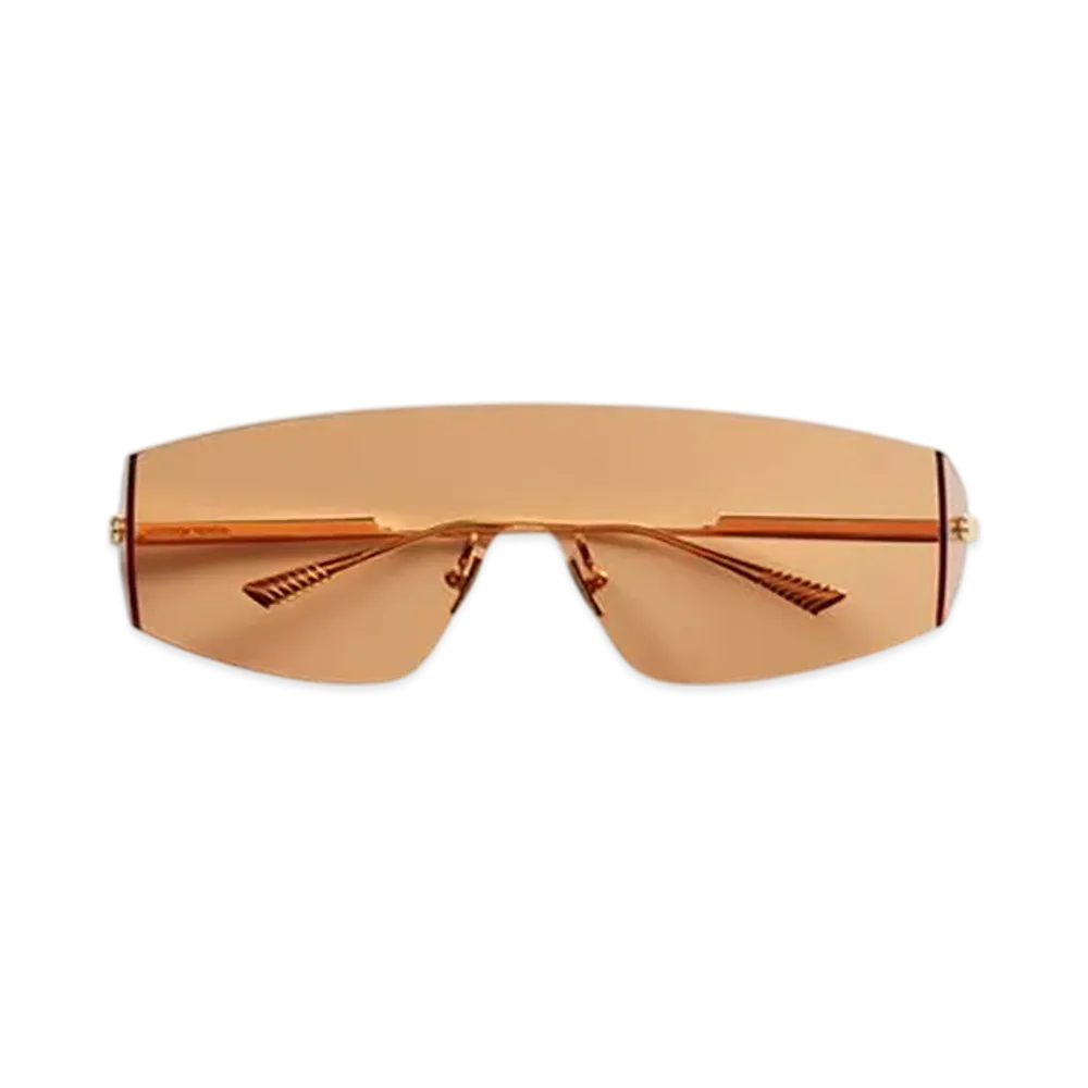 Bottega Veneta Futuristic Shield Sunglasses "Gold/Gold/Orange"