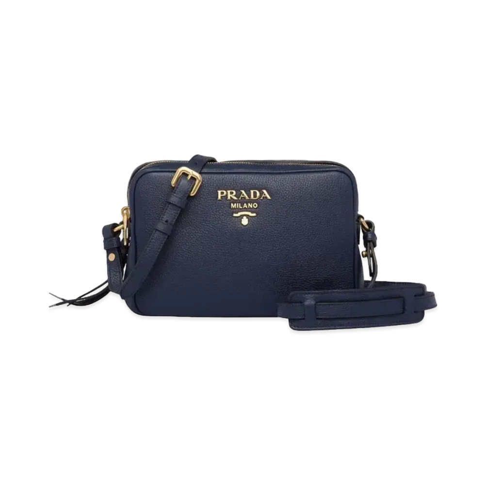 PRADA Leather Shoulder Bag "Navy"