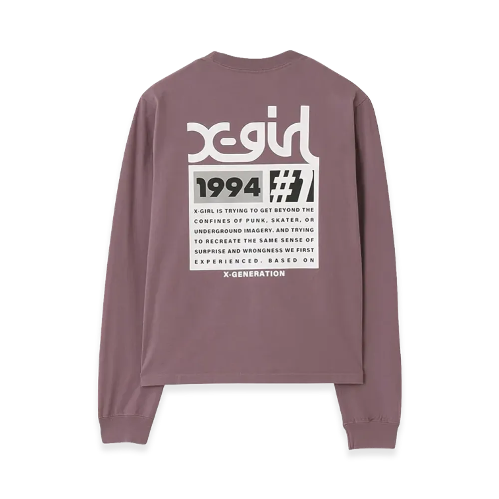 X-Girl Women's Number One Box Logo L/S Tee "Purple"