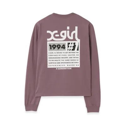 X-Girl Women's Number One Box Logo L/S Tee "Purple"
