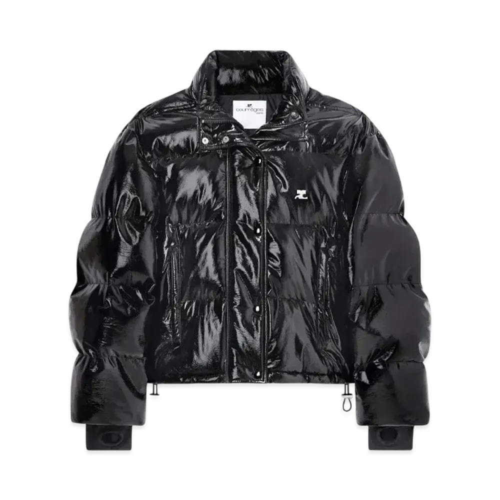 Courreges Cropped Vinyl Puffer Jacket "Black"