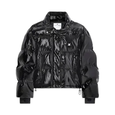 Courreges Cropped Vinyl Puffer Jacket "Black"