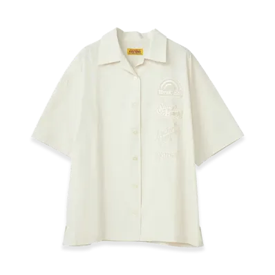 HYSTERIC GLAMOUR Women's Guitar Girl Embroidered Oversized Shirt "White"