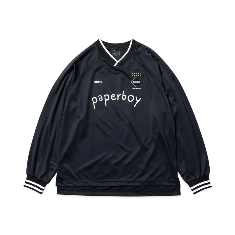 F.C.Real Bristol x paperboy 'FOOTBALL PACK' Long Sleeve Oversized Game Shirt "Black"