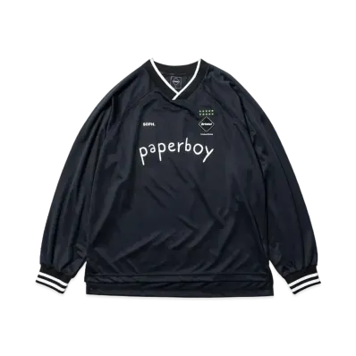 F.C.Real Bristol x paperboy 'FOOTBALL PACK' Long Sleeve Oversized Game Shirt "Black"