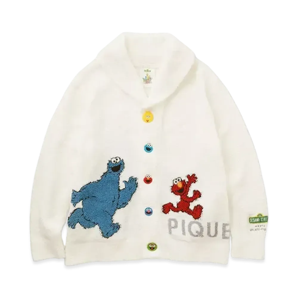 GELATO PIQUE x Sesame Street Unisex Jacquard Shawl Cardigan "Off White"