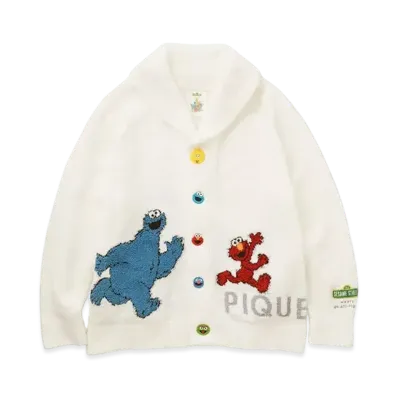 GELATO PIQUE x Sesame Street Unisex Jacquard Shawl Cardigan "Off White"