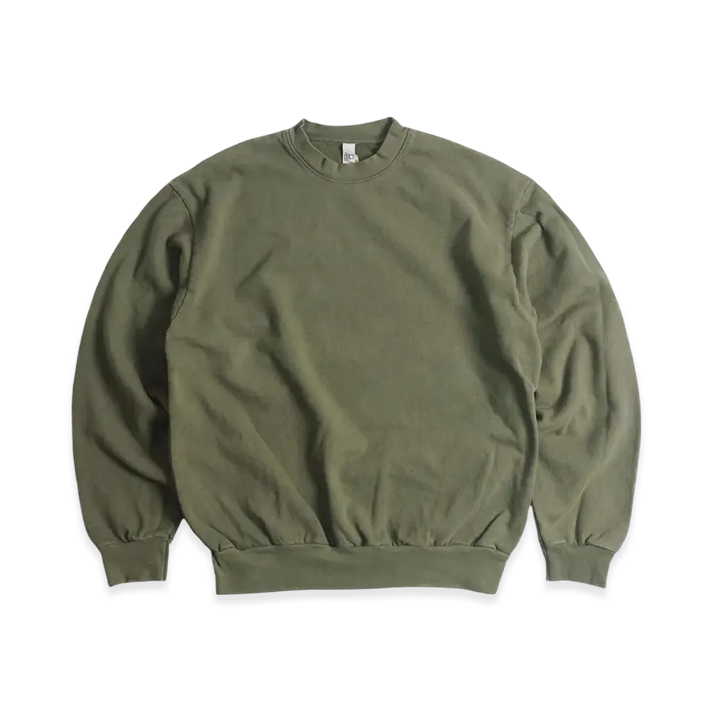 Los Angeles Apparel 14OZ Heavy Fleece Crew Neck Sweatshirt Special Order Overdyed "Army"