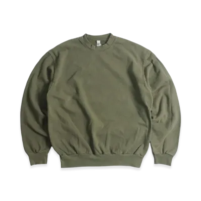 Los Angeles Apparel 14OZ Heavy Fleece Crew Neck Sweatshirt Special Order Overdyed "Army"