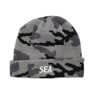 WIND AND SEA Camo Ess Knitcap "Blue Camo"