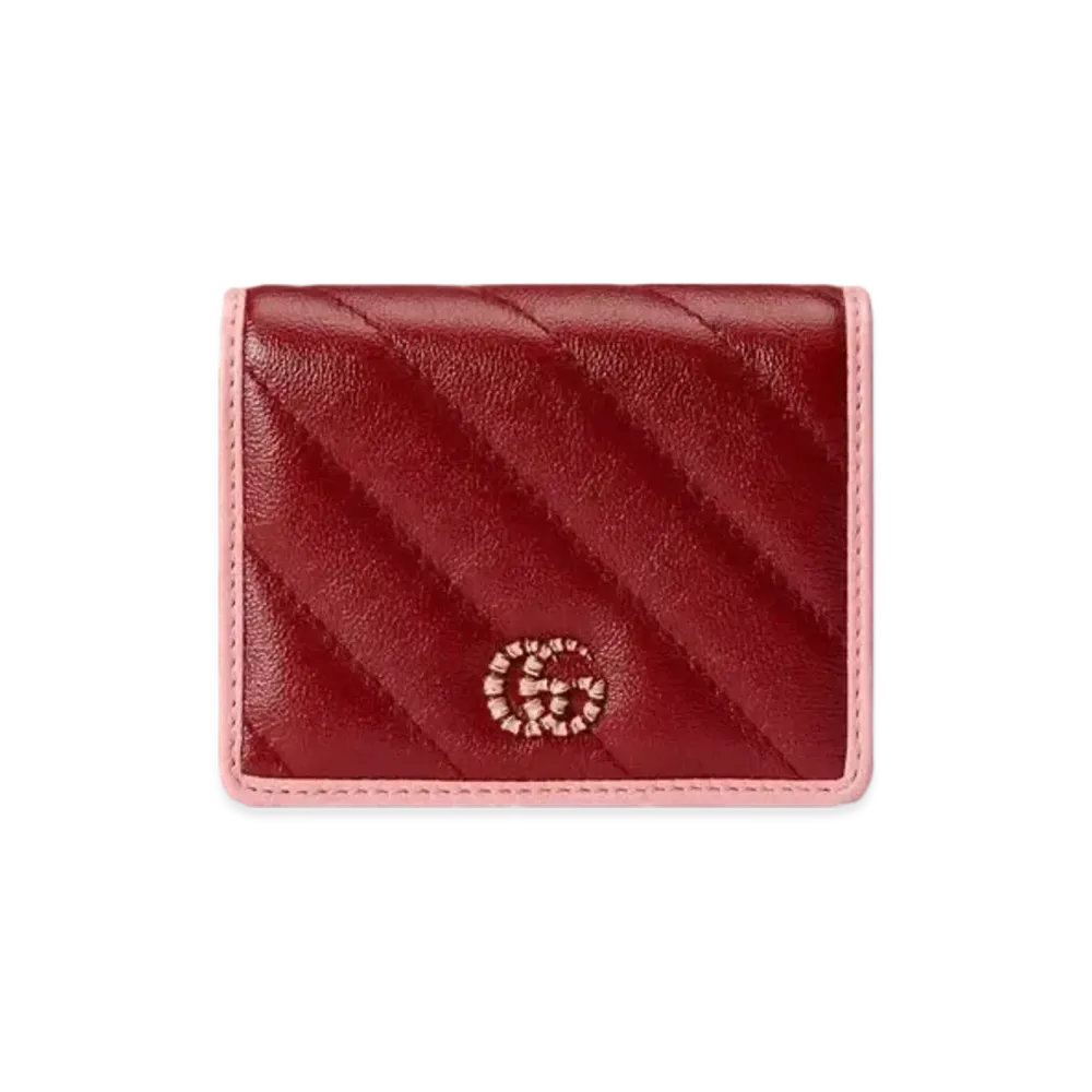 GUCCI GG Marmont Card Case Wallet "Pink/Red"