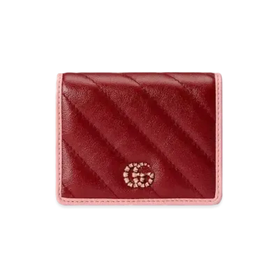 GUCCI GG Marmont Card Case Wallet "Pink/Red"