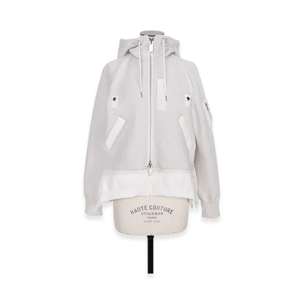 sacai Sponge Sweat x Nylon Twill Hoodie "Ecru/Off White"