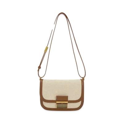 CHARLES & KEITH Charlotte Canvas Two-Tone Bag "Chocolate"