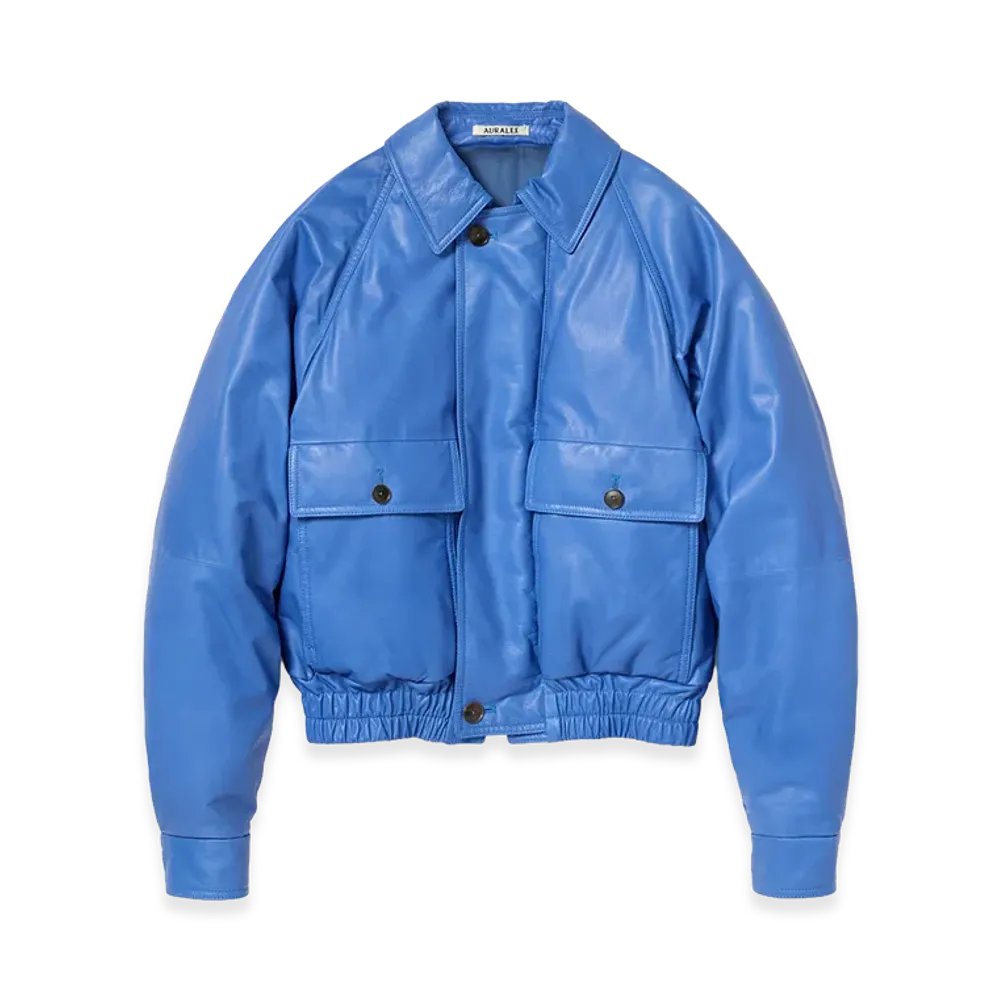 AURALEE Women's Fine Calf Leather Down Blouson "Royal Blue"