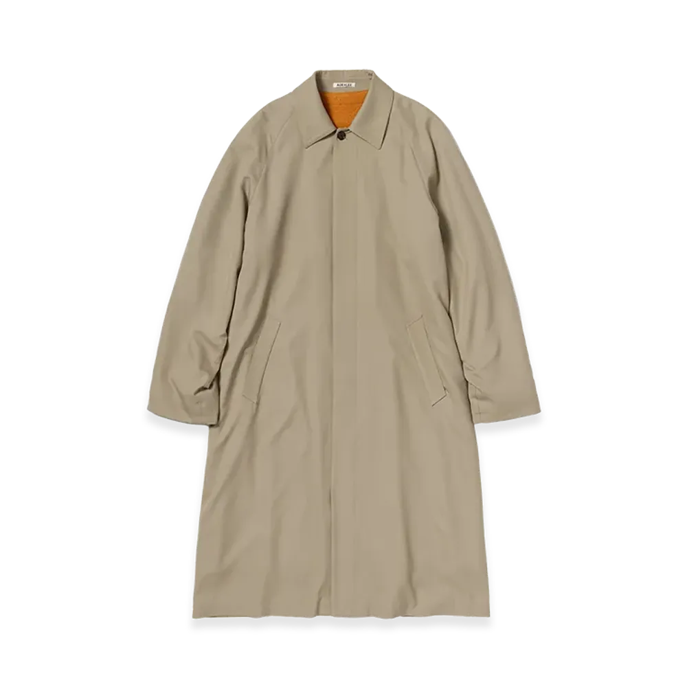AURALEE Ultra Fine Wool Twill Wool-Lined Coat "Beige/Mix Orange"