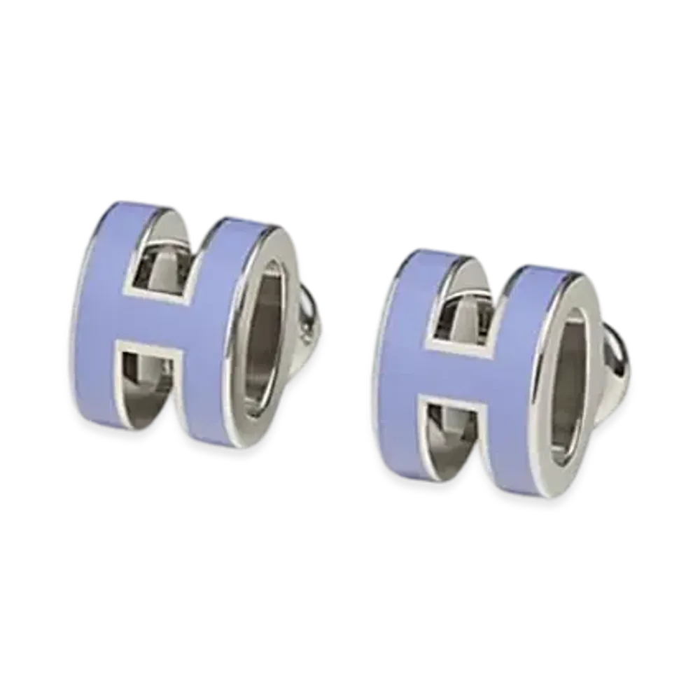 Hermes Mini Pop H Earrings "Palladium/Lilas"
