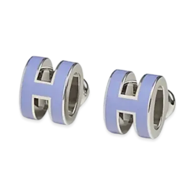 Hermes Mini Pop H Earrings "Palladium/Lilas"