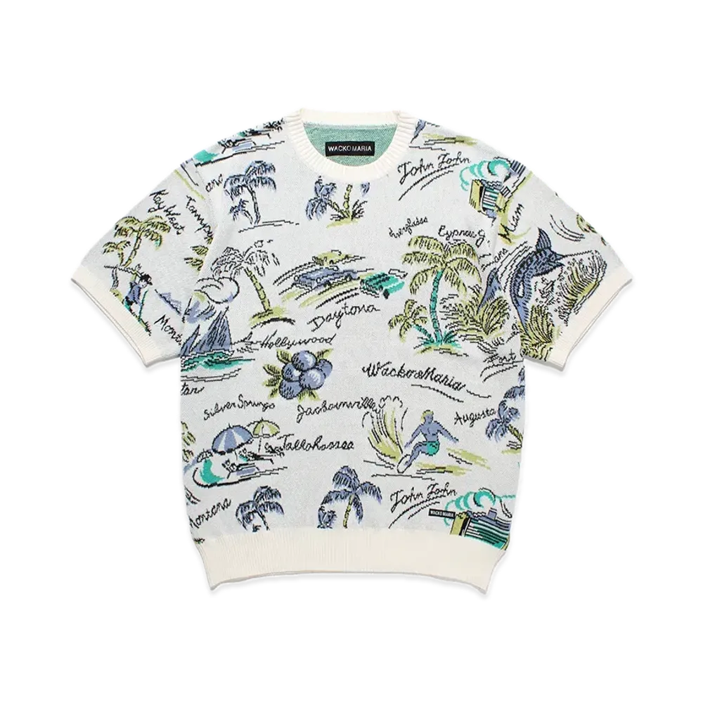 WACKO MARIA Jacquard Knit T-Shirt "White"
