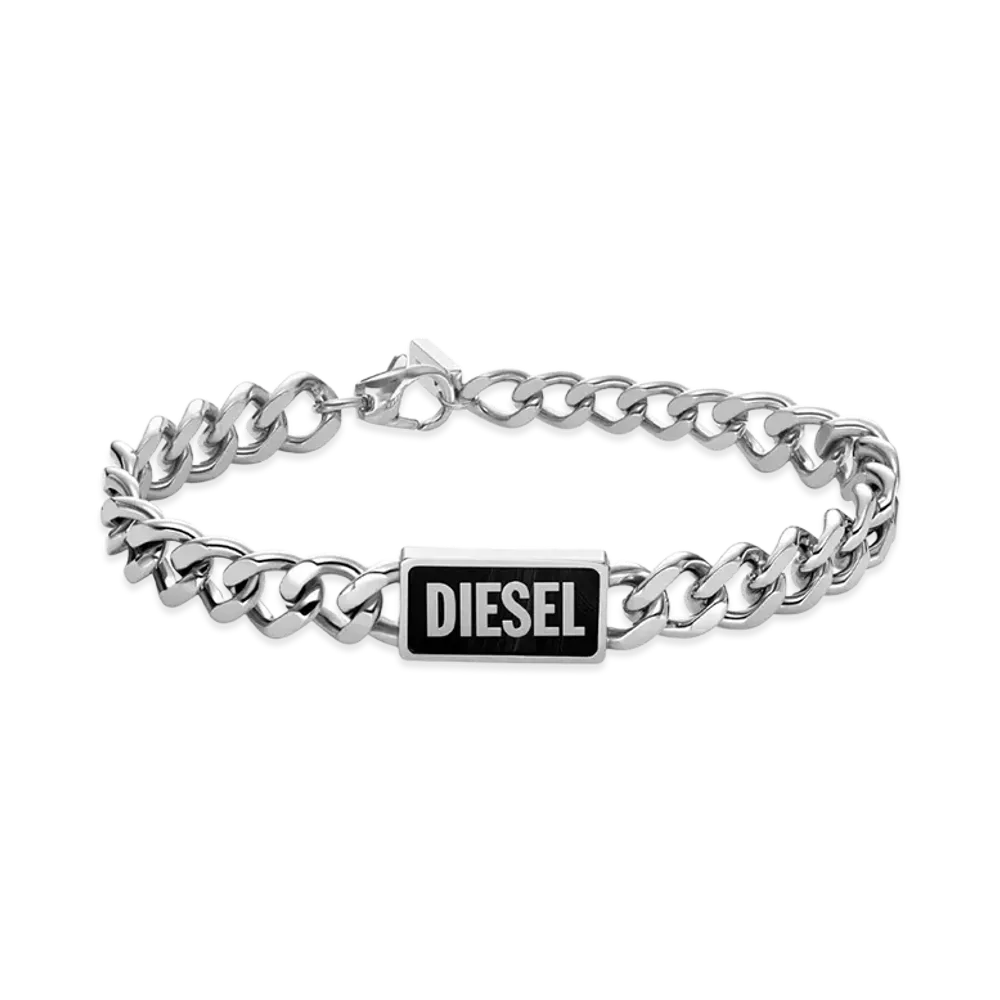 Diesel Dx1513 Black Agate Id Bracelet "Silver"