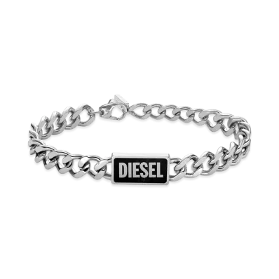 Diesel Dx1513 Black Agate Id Bracelet "Silver"