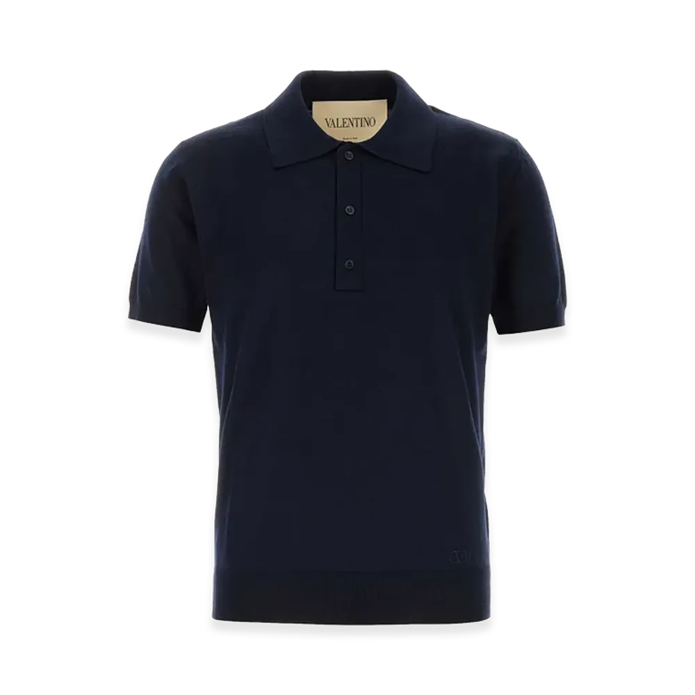 Valentino Wool Polo Shirt "Midnight Blue"