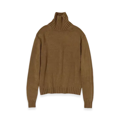 AURALEE Washed French Merino Knit Turtle "Brown"