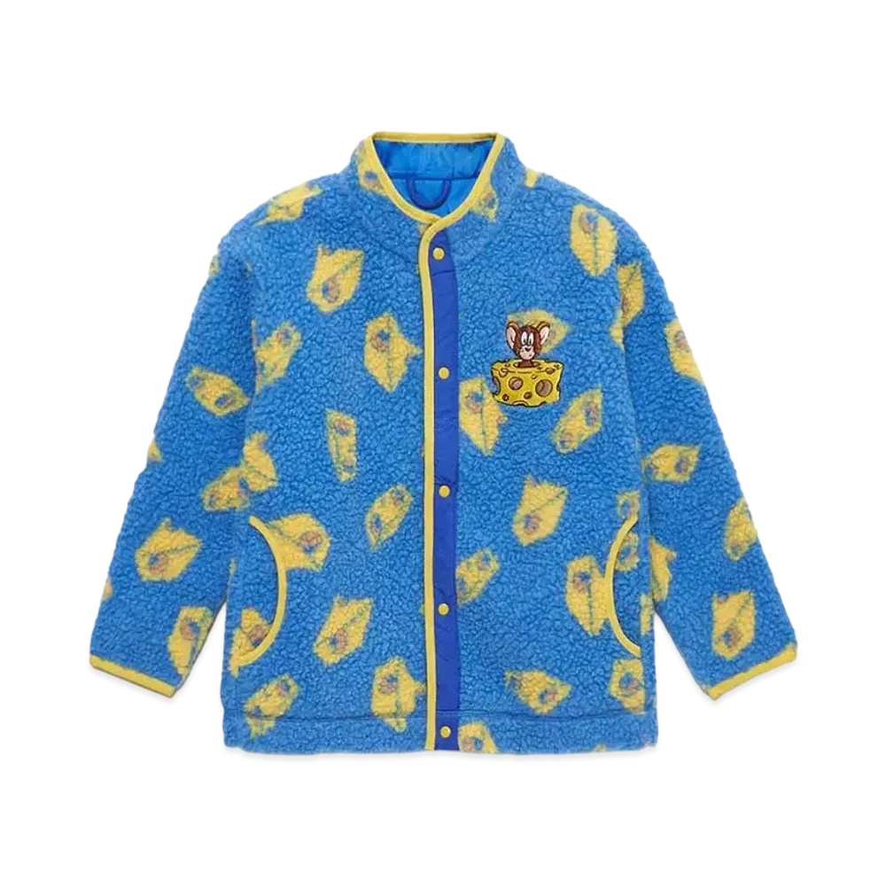 graniph x Tom and Jerry Jelly In Cheese Pattern Kids Boa Blouson "Blue"