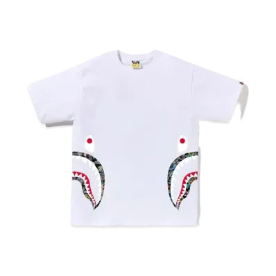 A BATHING APE Floral Camo Side Shark Tee "White"