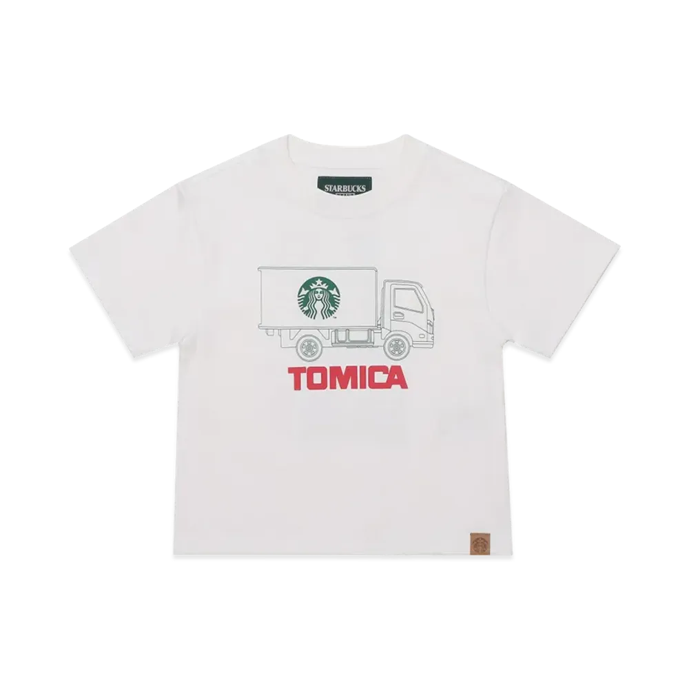 STARBUCKS STAND by BEAMS TOMICA Truck Print Kids T-Shirt A "White"