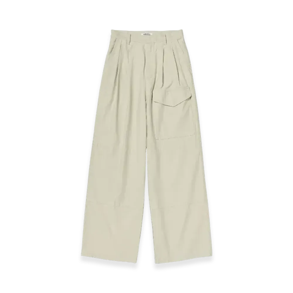 AURALEE Washed Baggy Satin Cargo Pants "Ivory"