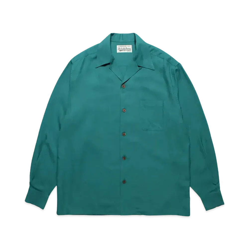 WACKO MARIA Kasuri Striped Open Collar Shirt "Green"
