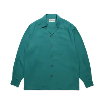 WACKO MARIA Kasuri Striped Open Collar Shirt "Green"