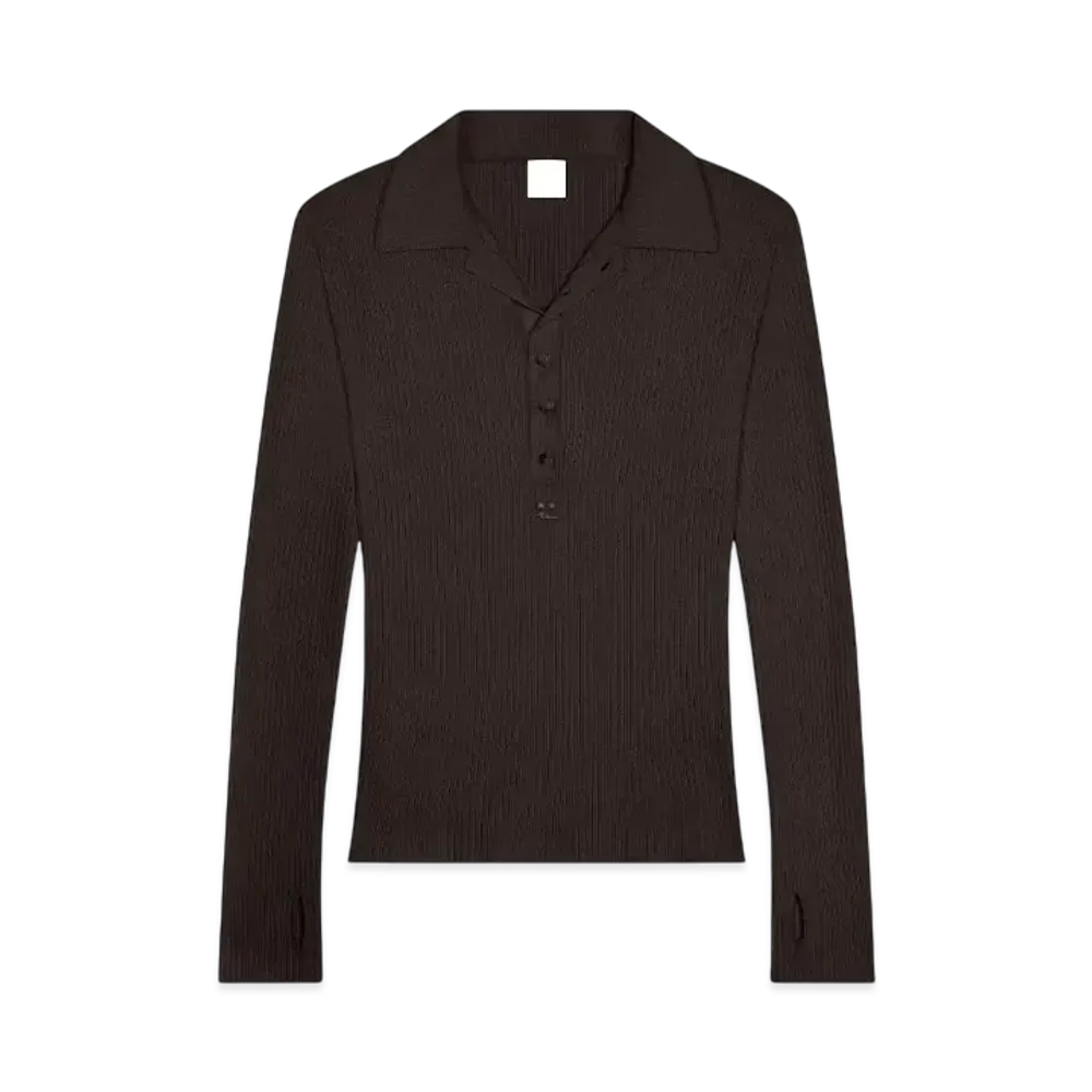 Courreges Men's Light Wool Polo "Mud Brown"